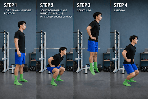 Athlete performing a countermovement jump with arm swing (ACMJ)